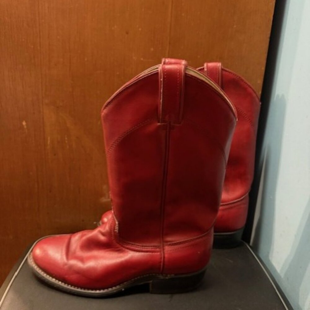 Vintage 1980s Red Laredo Round-toe Roper Cowboy Boots - 6M - Picture 9 of 16